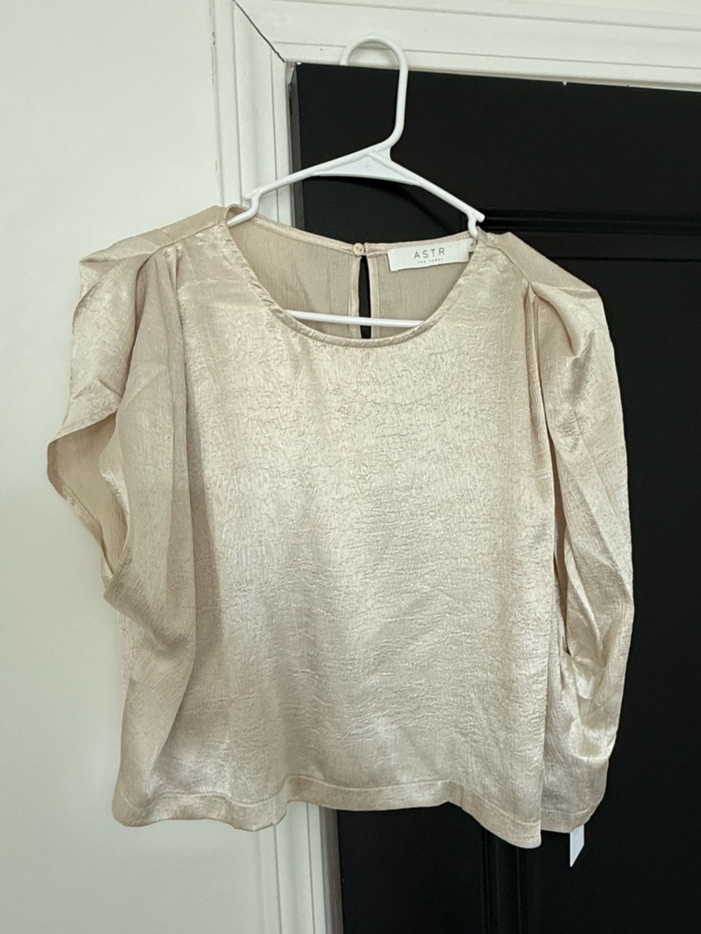 Astr Metallic Cream Puff-Sleeve Blouse